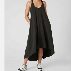 Athleta Presidio Traveler Maxi Dress Black Medium EUC High Low Summer Utility
